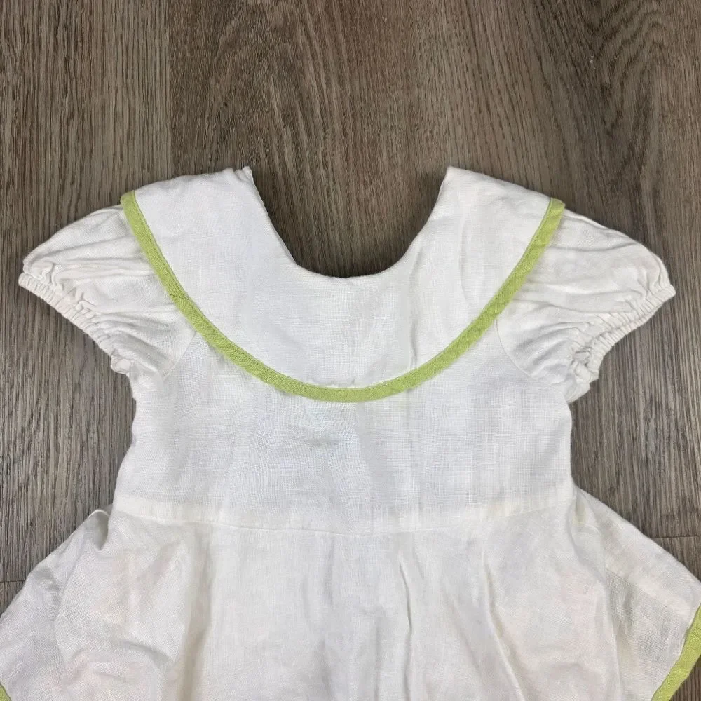 Jack & Teddy 100% Linen Ruffle Dress Size 4